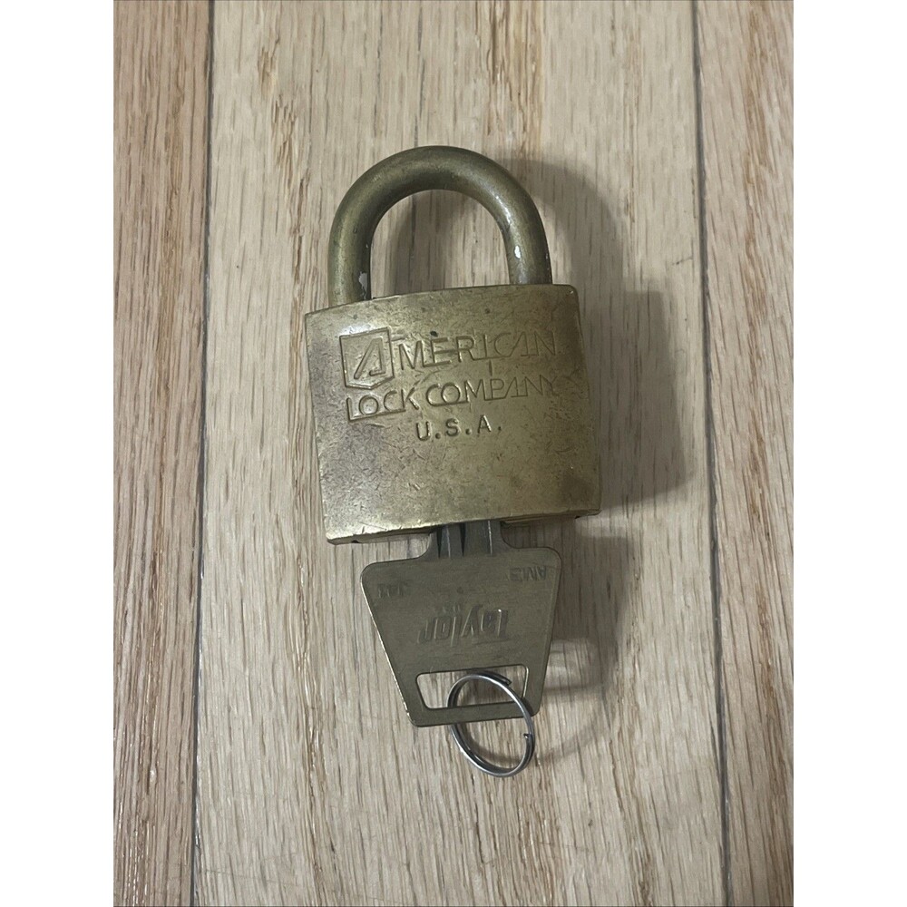 Vintage US Military American Lock Co Brass Padlock W/ Key Working Footlocker